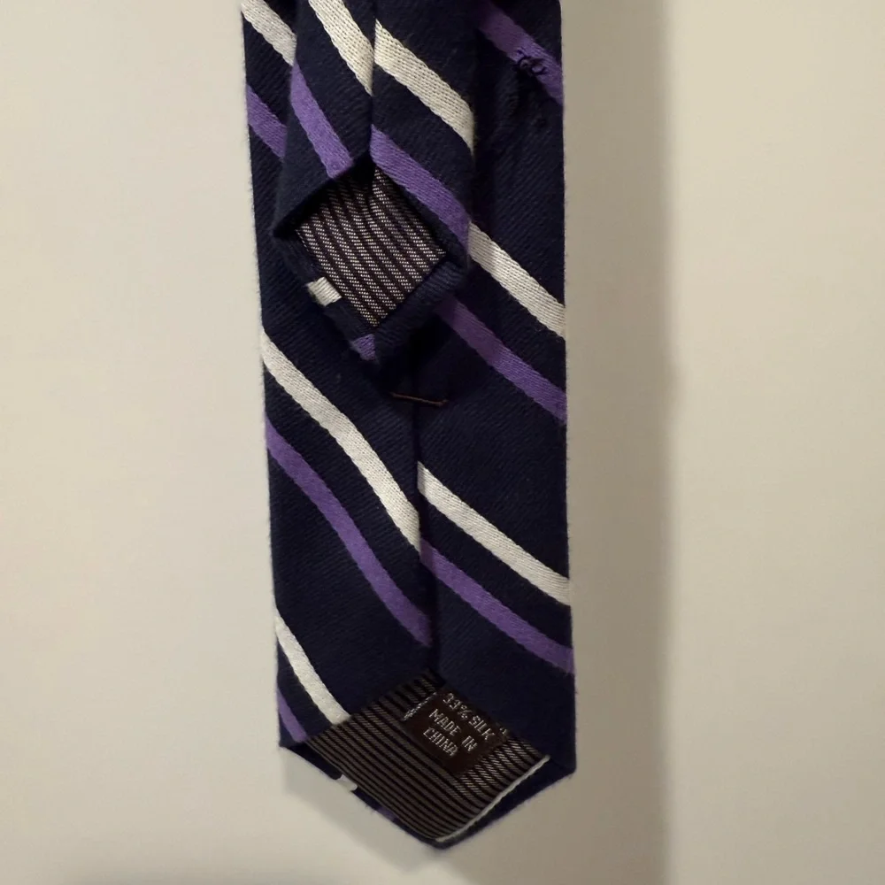 Boys Nordstrom Tie Striped Pre-tied Zipper in Purple and Navy